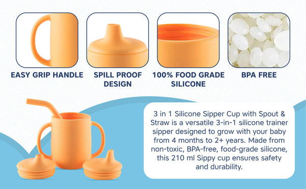 Hopop 3-in-1 Sipper Cup with Spout & Straw – 210 ml
