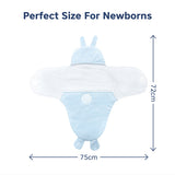Hopop Soft Fleece Hooded Baby Wrapper Blanket - 0–6 Months - Blue