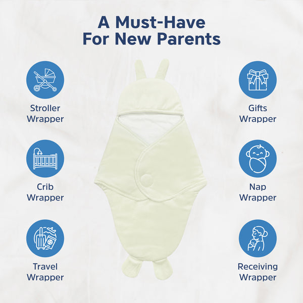 HopopBaby Soft Fleece Hooded Wrapper Blanket - Yellow