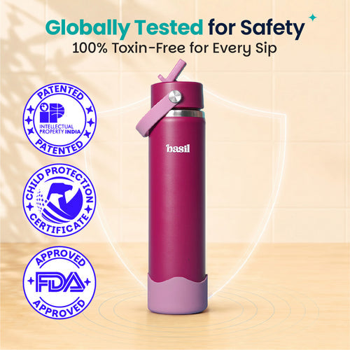 Basil HydraFizz Insulated Sipper Bottle 800ml 12Y+ – Classic Plum