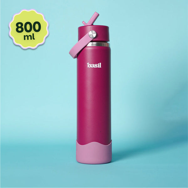 Basil HydraFizz Insulated Sipper Bottle 800ml 12Y+ – Classic Plum