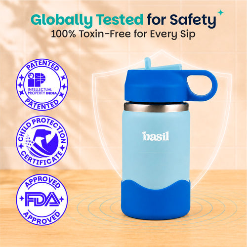 Basil HydraPop Insulated Sipper Bottle 380ml 4–7Y – Glacier