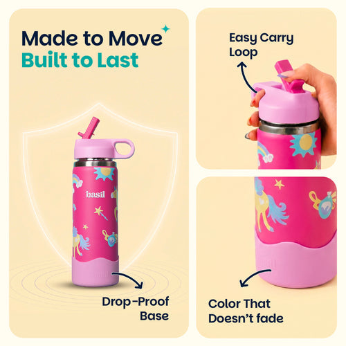 Basil HydraPop Insulated Sipper Bottle 600ml 7–12Y – Pixie Dash