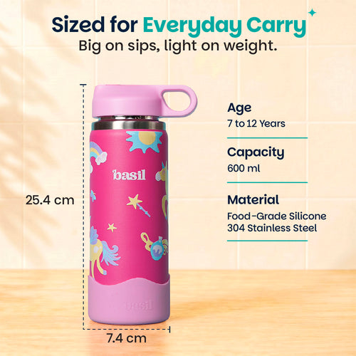 Basil HydraPop Insulated Sipper Bottle 600ml 7–12Y – Pixie Dash