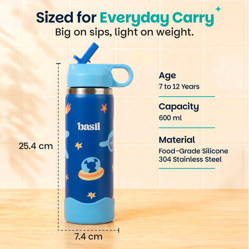 Basil HydraPop Insulated Sipper Bottle 600ml 7–12Y – Super Swoosh