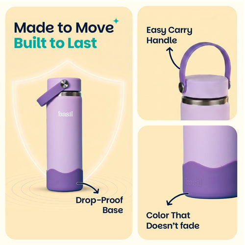 Basil HydraRush Insulated Water Bottle 600ml 7–12Y – Classic Lilac