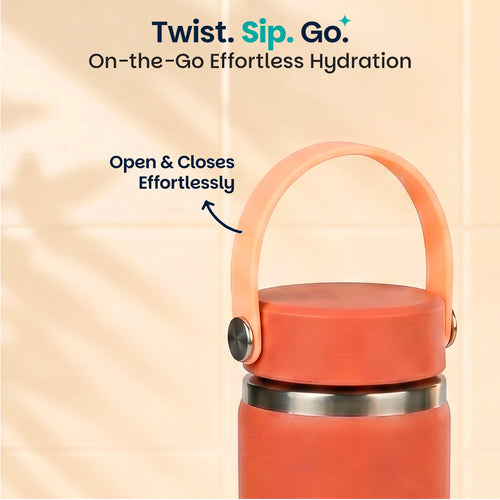 Basil HydraRush Insulated Water Bottle 600ml 7–12Y – Coral Swirl