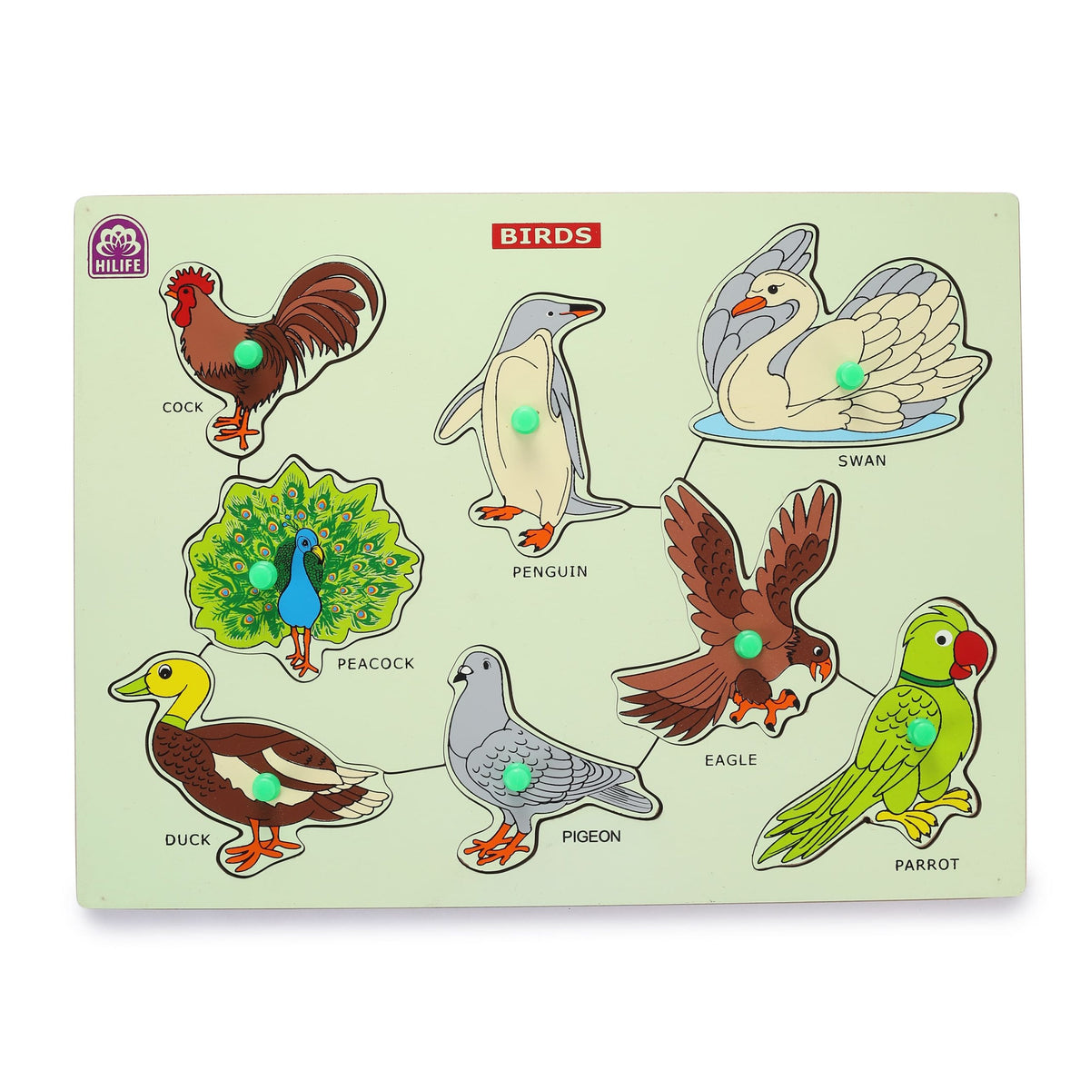 Hilife Educational Wooden Puzzle Board Bird 30 x 22.2 x 1.8 cm Multicolor