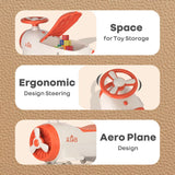 R For Rabbit Iya Iya Aero Swing Car for kids 2 in 1 Ride On - Cream Orange