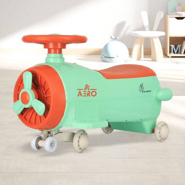 R For Rabbit Iya Iya Aero Swing Car for kids 2 in 1 Ride On - Green Orange
