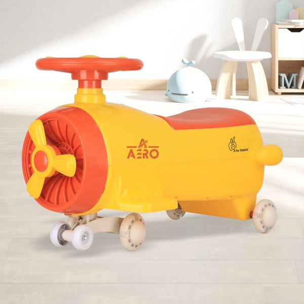 R For Rabbit Iya Iya Aero Swing Car for kids 2 in 1 Ride On - Yellow Orange