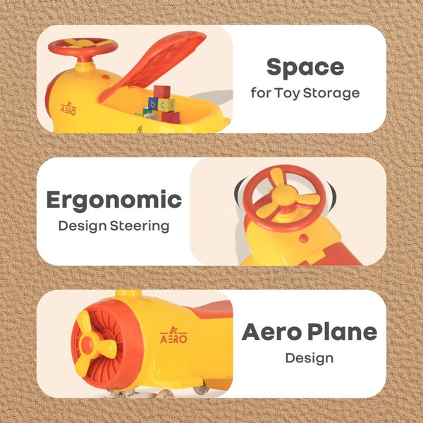 R For Rabbit Iya Iya Aero Swing Car for kids 2 in 1 Ride On - Yellow Orange