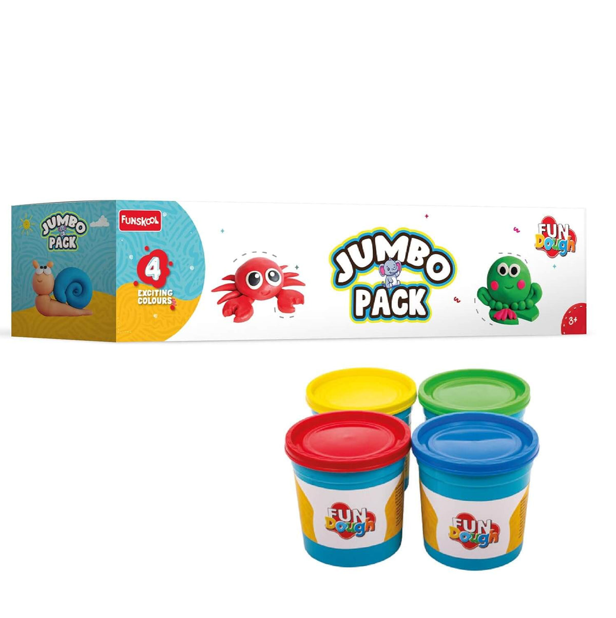 Dough Set Funskool Fundough Jumbo Pack 4 Large Tubs – Multicolour