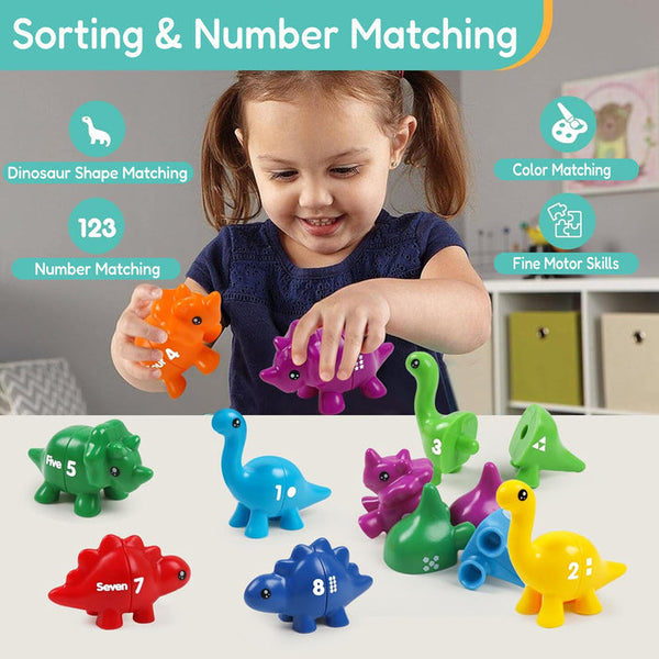 JurassiCount-Montessori Dinosaur Number Matching Set (20 pcs) 2 Years+