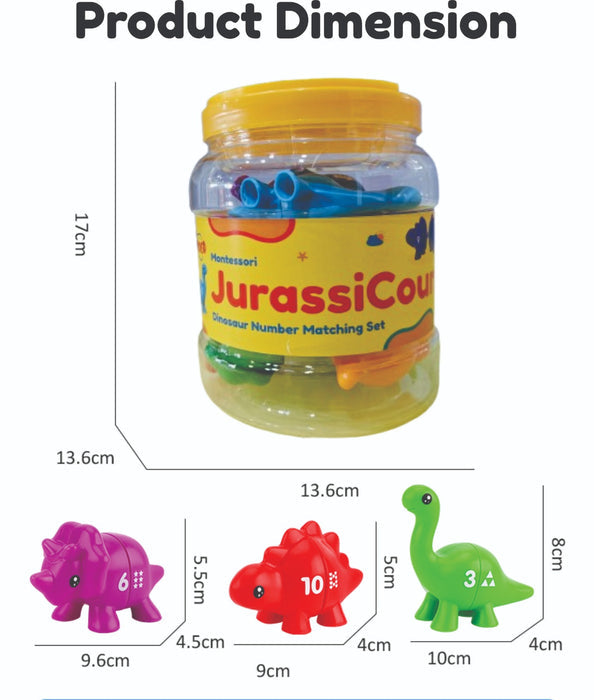 JurassiCount-Montessori Dinosaur Number Matching Set (20 pcs) 2 Years+
