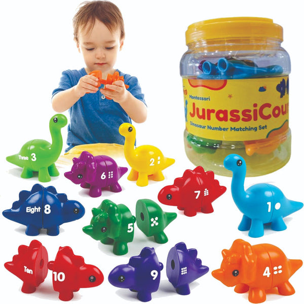JurassiCount-Montessori Dinosaur Number Matching Set (20 pcs) 2 Years+