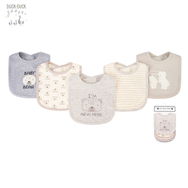 Duck Duck Goose Cvc Interlock Baby Bib, Pack Of 5, Baby Bear