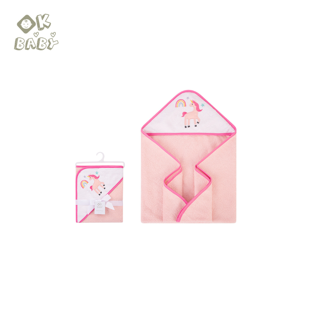 Ok Baby Hooded Towel (Woven Terry) - Pink