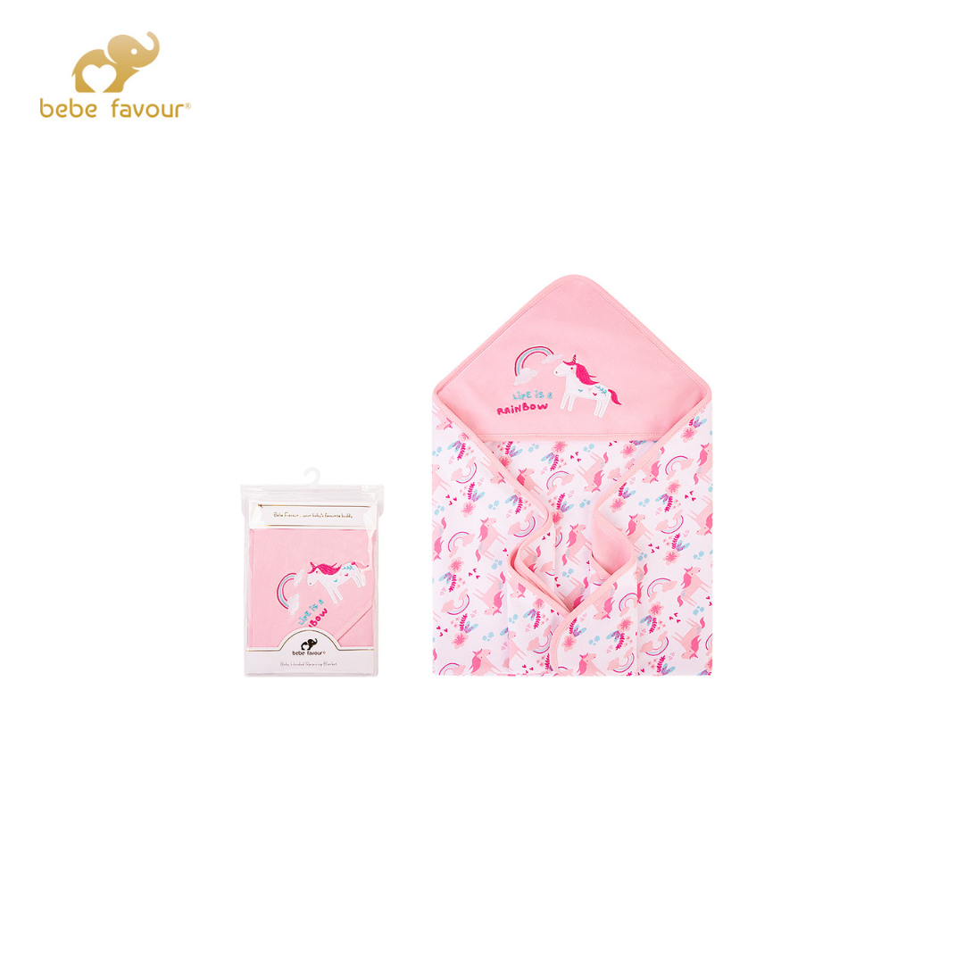 Bebe Favour Baby Hooded Receiving Blanket 75 × 75 cm – Pink