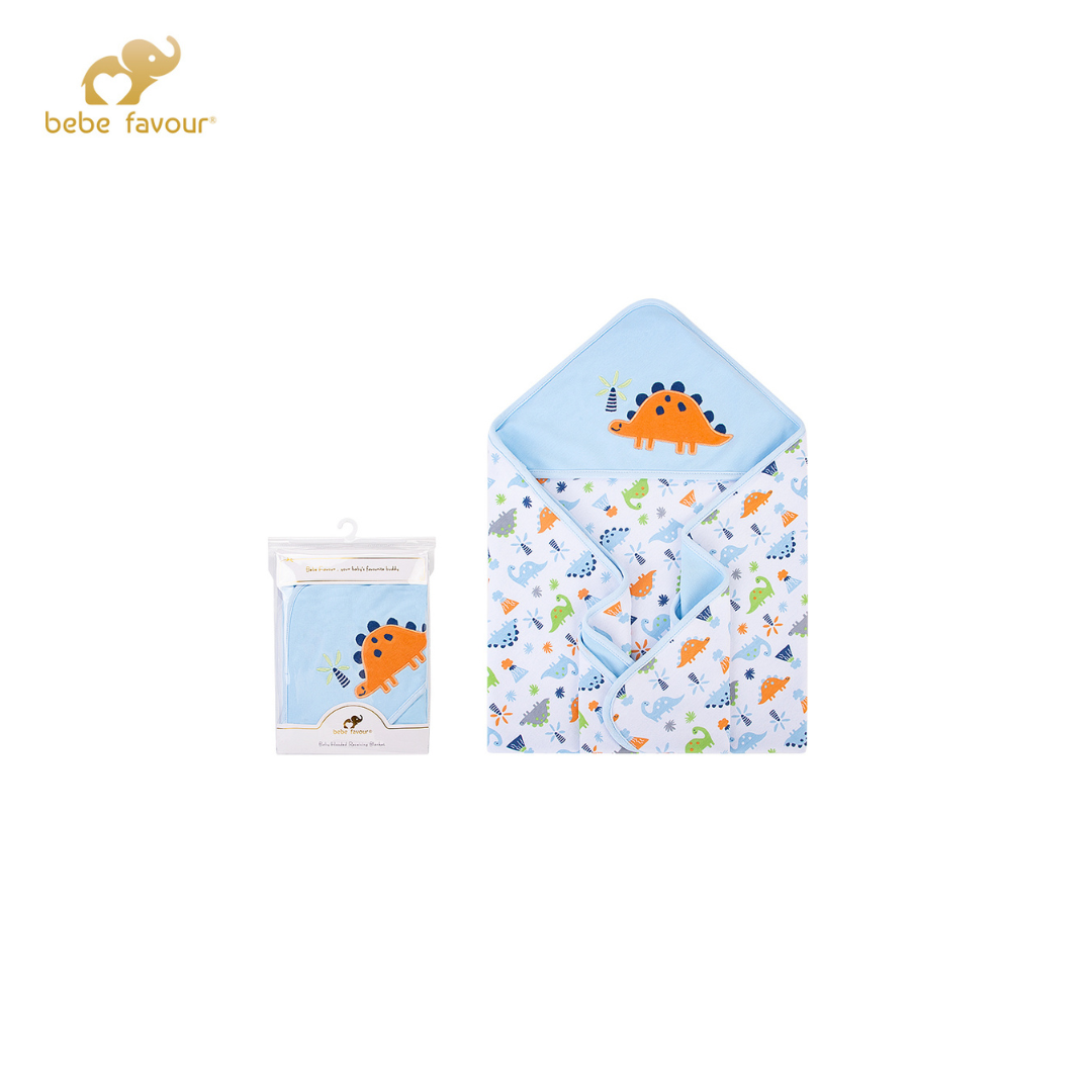 Bebe Favour Baby Hooded Receiving Blanket – Sky | 100% Cotton