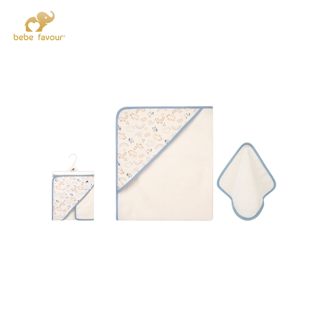 Bebe Favour Baby Hooded Towel & Washcloth – Sky