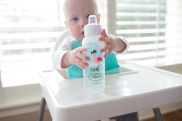 Dr. Brown’s Milestones Narrow Sippy Bottle, 8oz/250mL, 6m+ - Flamingo