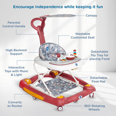 Mee Mee 2-in-1 Baby Walker & Rocker 6–18M Up to 15kg – Red