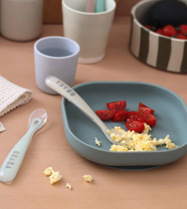 Béaba 1st Stage Silicone Spoons Pack of 2 with Carry Box 4M+ – Clay