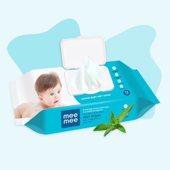 Mee Mee Caring Baby Wet Wipes With Aloe Vera Extracts with Lid (72 pcs)