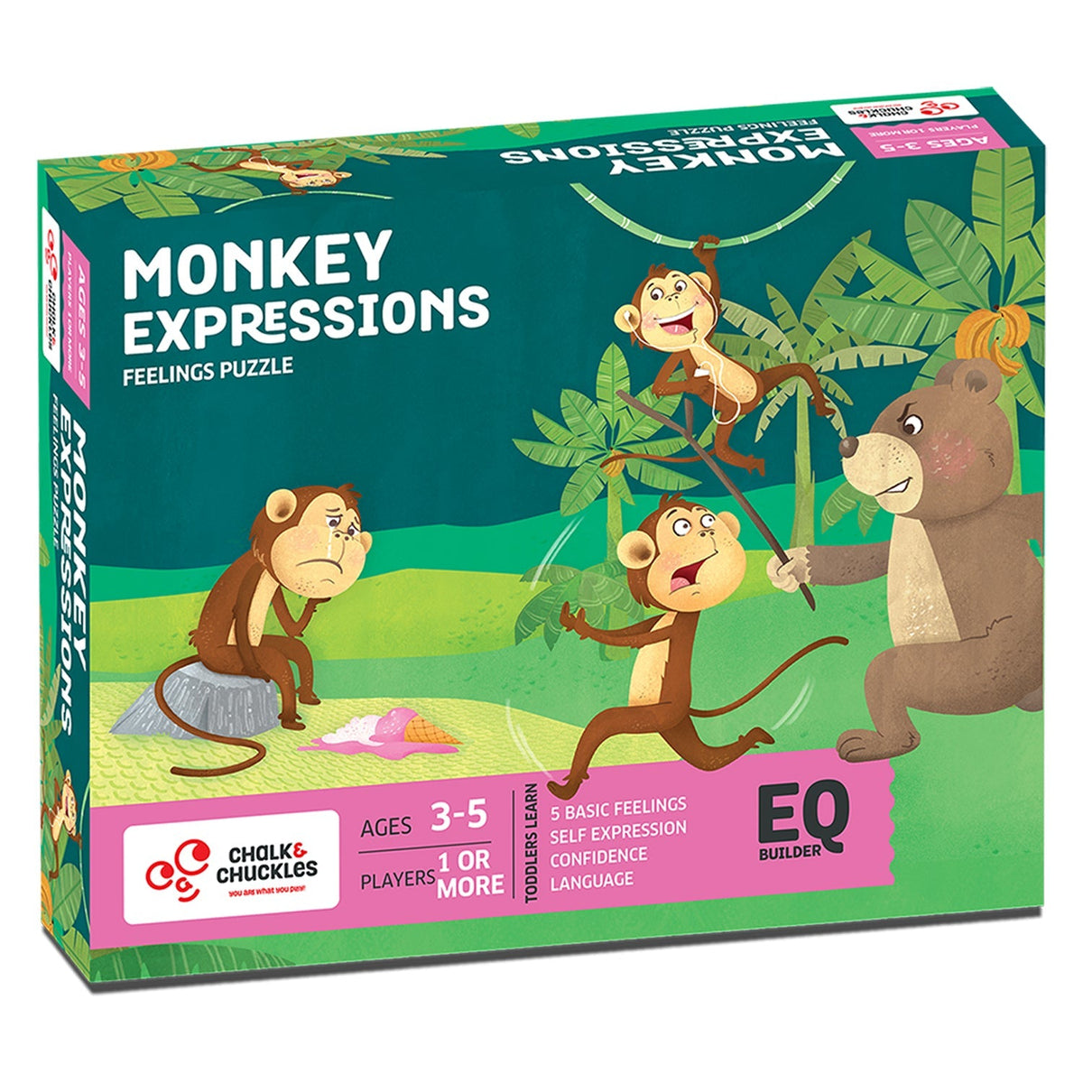 Chalk and Chuckles Monkey Expressions Feelings Puzzle 26.7 × 21.6 × 4.6 cm Multicolor