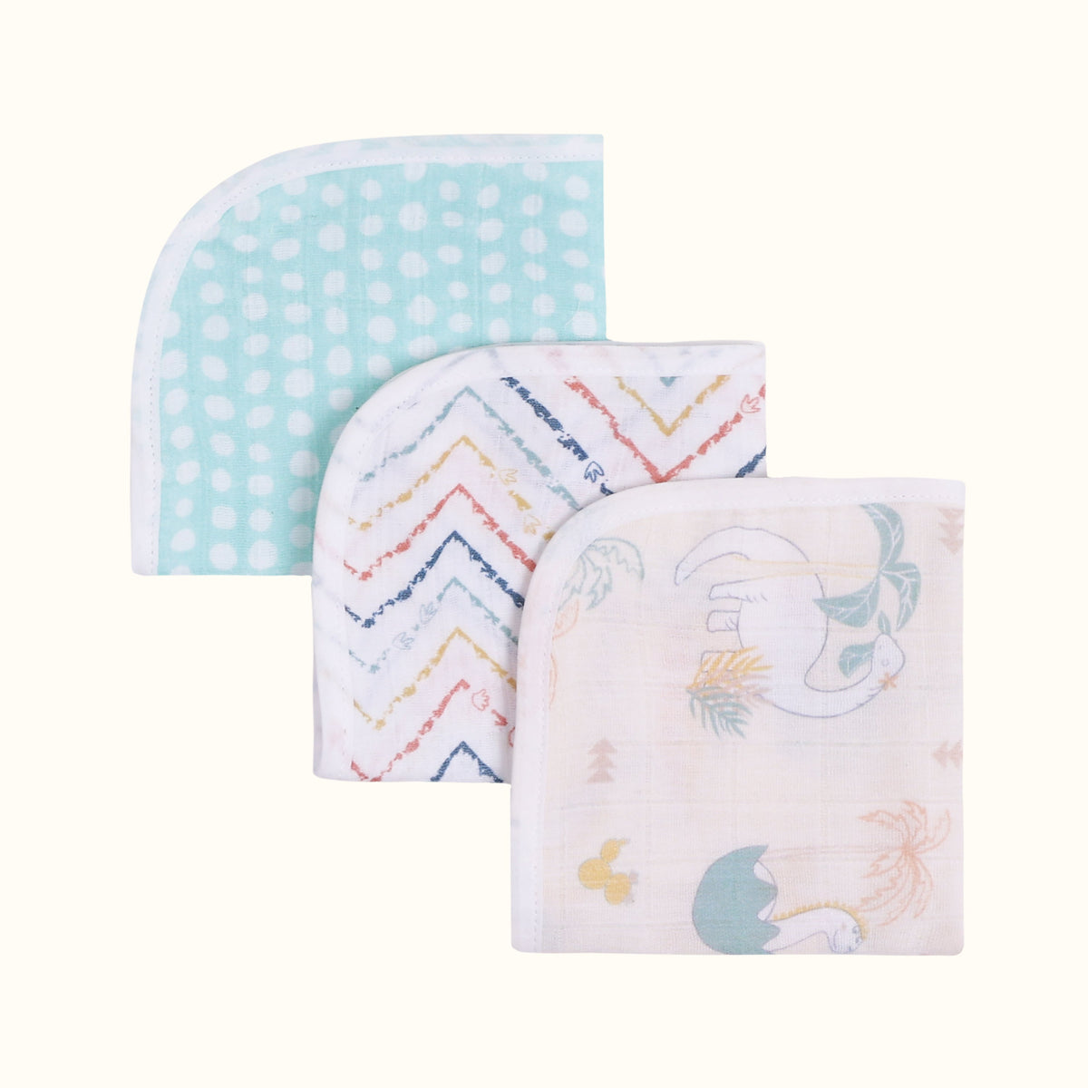 Abracadabra 100% Cotton Muslin Wipes Pack of 3 – D for Dino