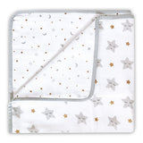 Masilo Organic Muslin Blanket Sleepy Star Stroller 27.5 × 27.5 in – Metallic Gold