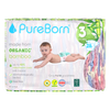 PureBorn Organic Bamboo Diapers Assorted Print Size 3 28 Count (5.5-8 Kg)