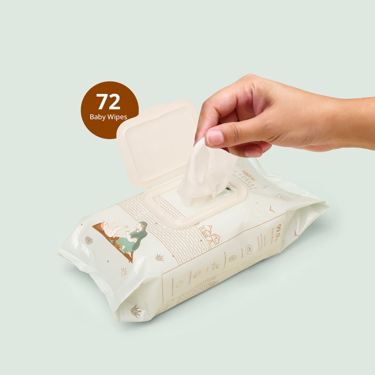 Baby Forest Neer 99.9% Water Baby Wipes with Aloe Vera – 72 Wipes