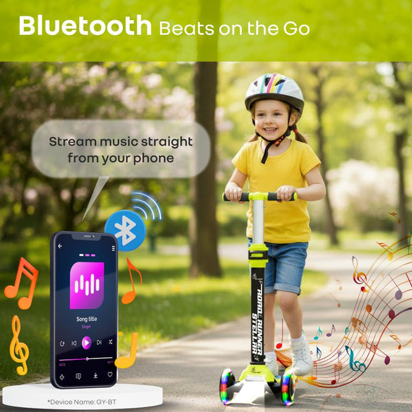 R for Rabbit Road Runner Stellar LED Scooter with Bluetooth Music 3Y+ Neon Black