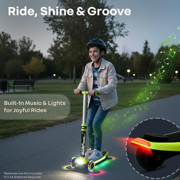 R for Rabbit Road Runner Stellar LED Scooter with Bluetooth Music 3Y+ Neon Black