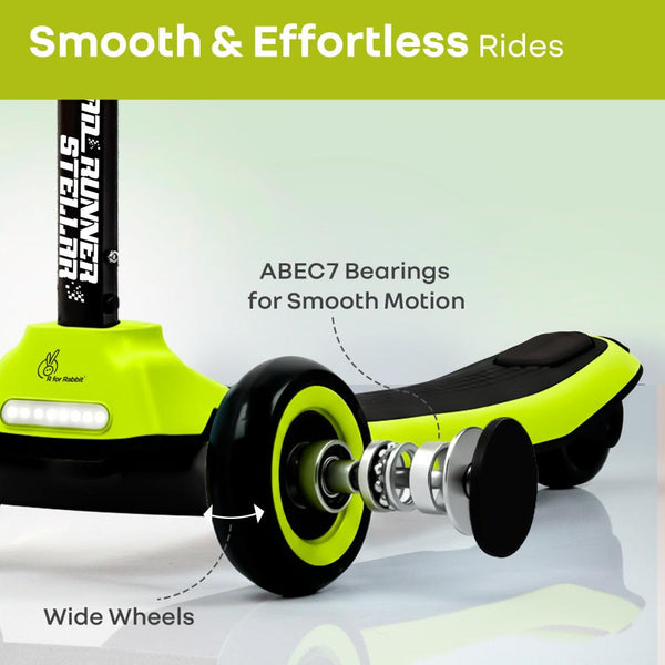 R for Rabbit Road Runner Stellar LED Scooter with Bluetooth Music 3Y+ Neon Black