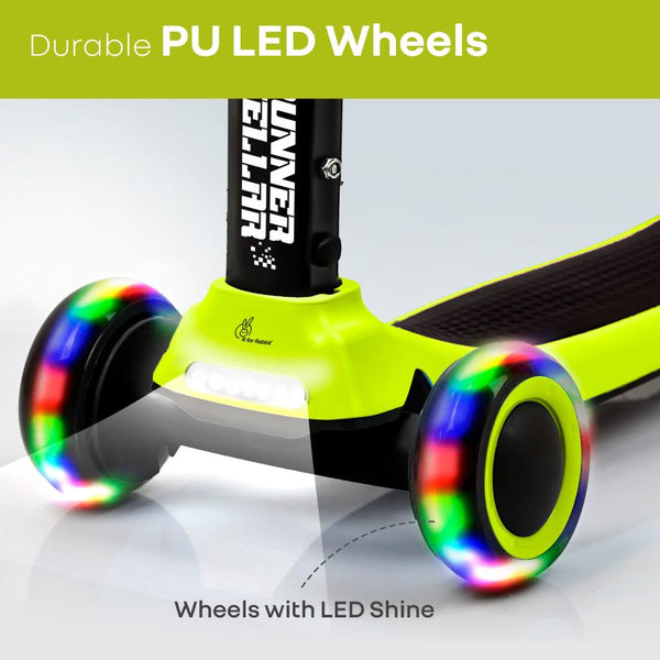 R for Rabbit Road Runner Stellar LED Scooter with Bluetooth Music 3Y+ Neon Black