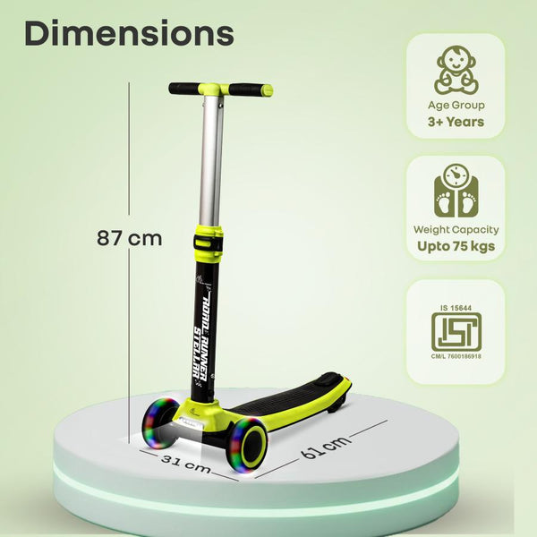 R for Rabbit Road Runner Stellar LED Scooter with Bluetooth Music 3Y+ Neon Black
