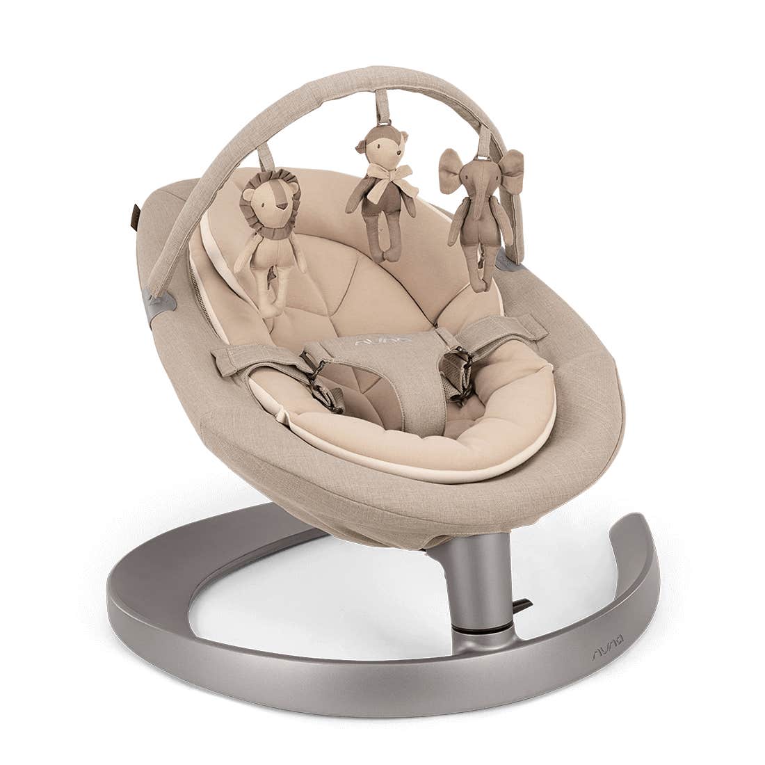 Nuna LEAF Grow Baby-to-Big-Kid Bouncer with Toy Bar – Biscotti