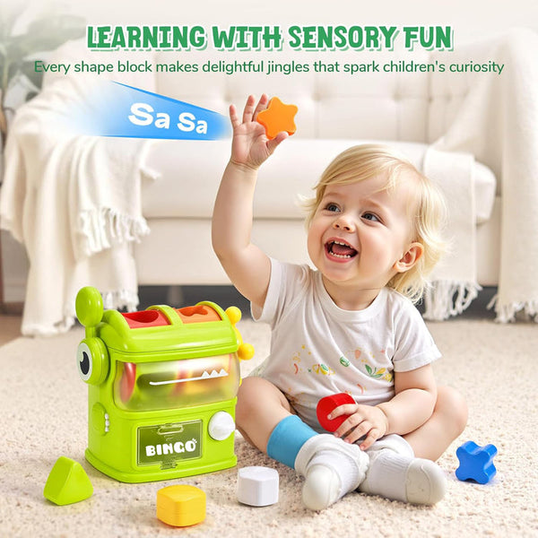 Open Ended Dino Feeder - Montessori Sensory Shape Sorter 12 Months+
