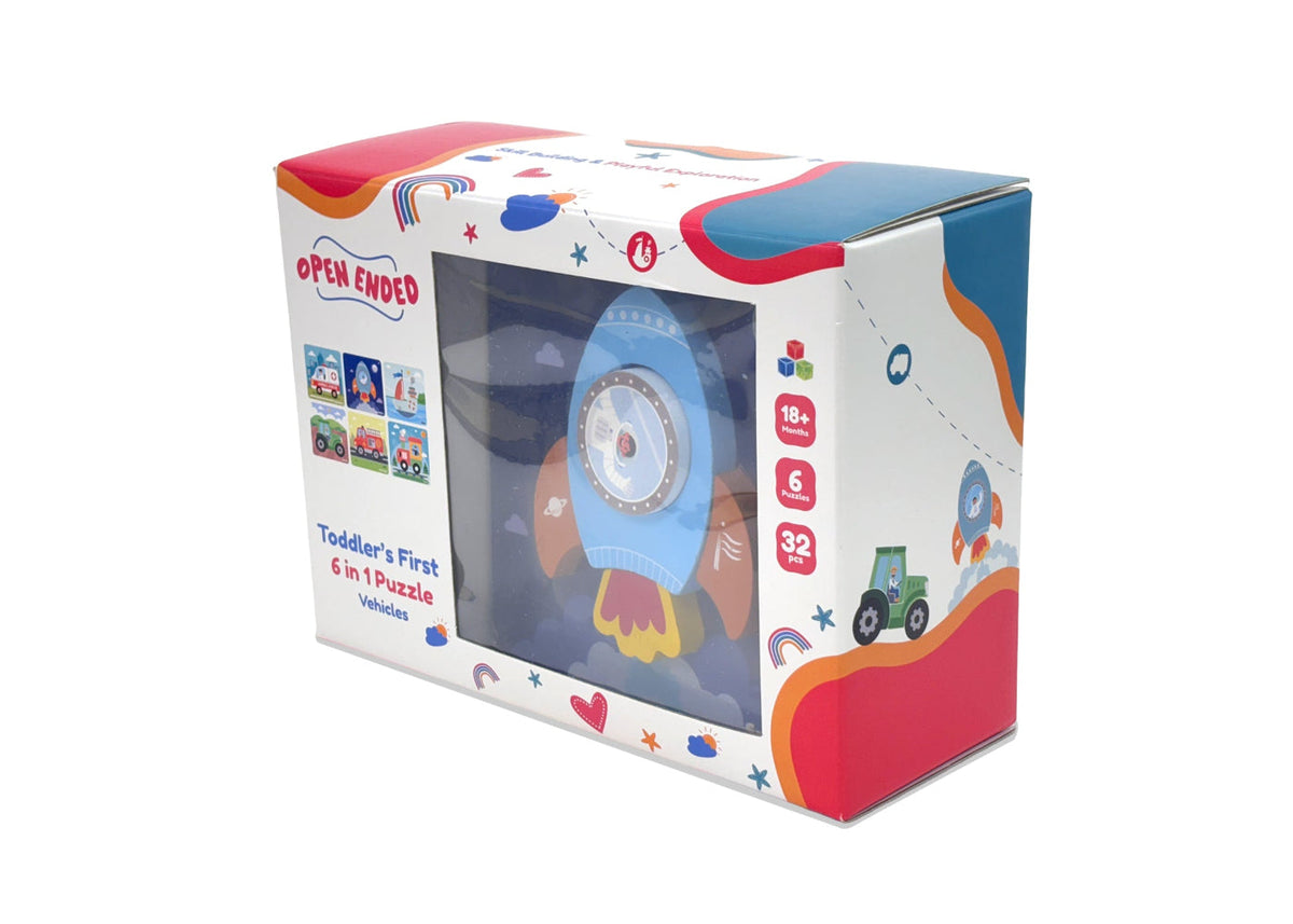 Open Ended Toddler's First 6 In 1 Puzzle - Vehicle 6 puzzles 32PCS 18M+