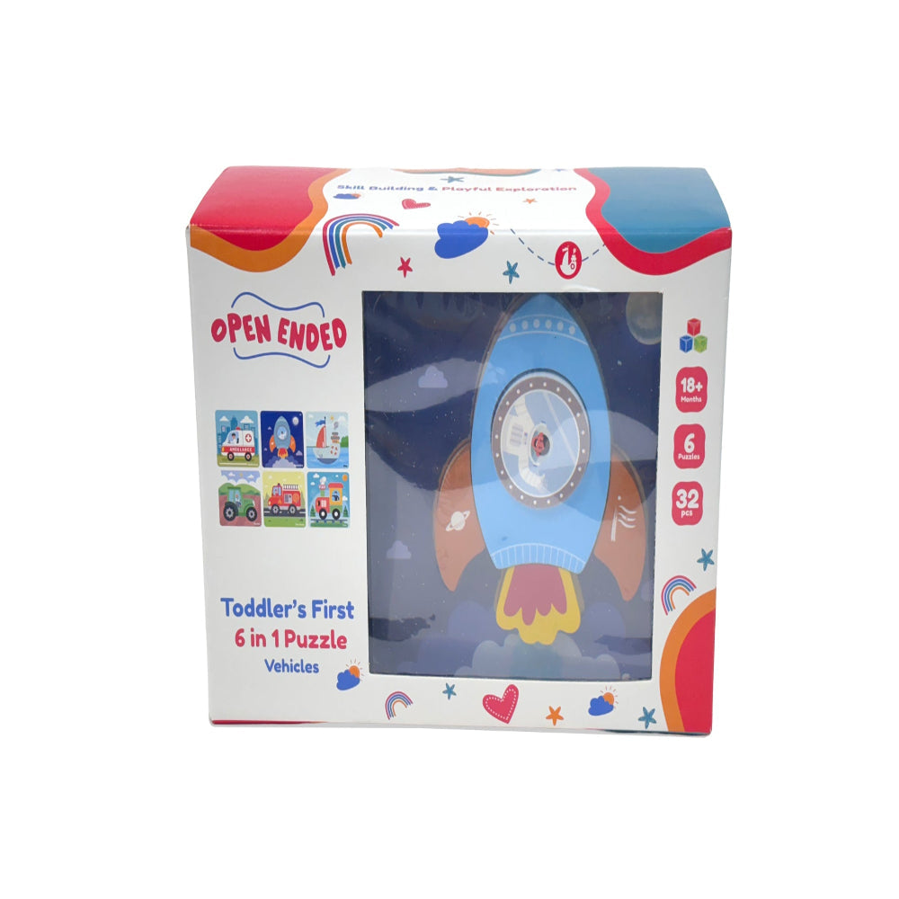 Open Ended Toddler's First 6 In 1 Puzzle - Vehicle 6 puzzles 32PCS 18M+