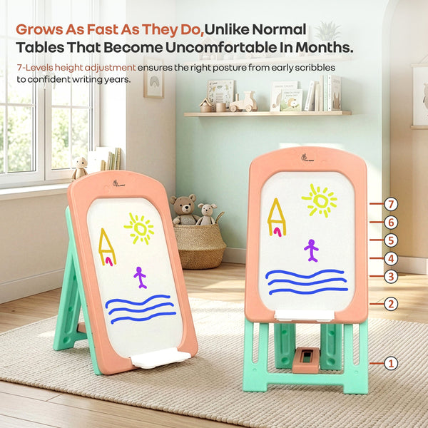 R for Rabbit Little Genius Doodle Duo Whiteboard & Chair Set One Size Peach Green