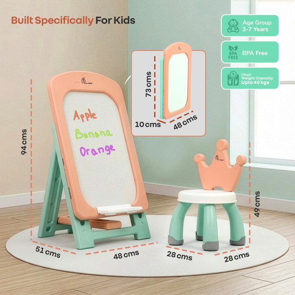 R for Rabbit Little Genius Doodle Duo Whiteboard & Chair Set One Size Peach Green