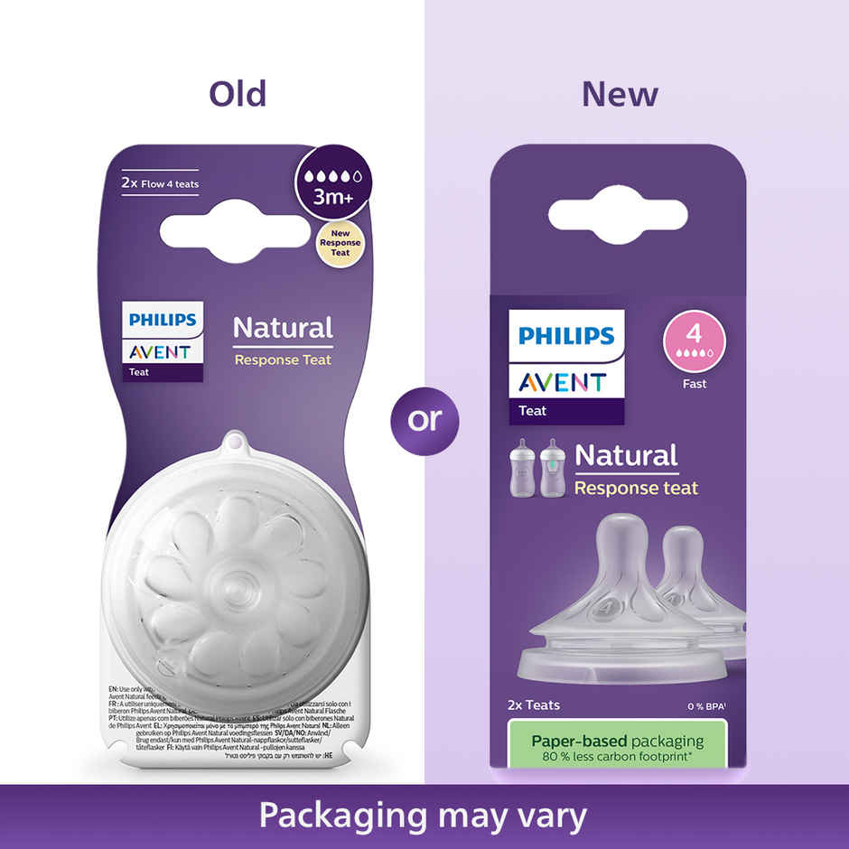 Philips Avent Natural Response Fast Flow Teat Flow 4 3M+ – Pack of 2