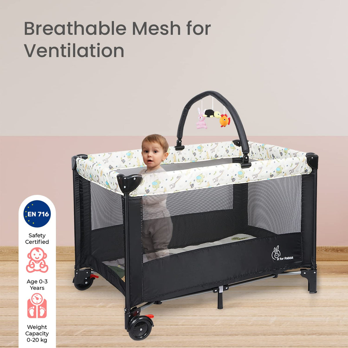 R For Rabbit Cot Hide And Seek Elite Black