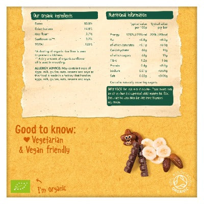 Organix Banana & Date Chunky Fruit Bars Toddler Snacks – 12+ Months, 6 x 17g