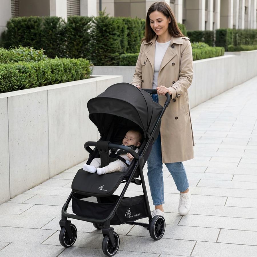 R for Rabbit Poppins Neo Baby Stroller One Size Pure Black