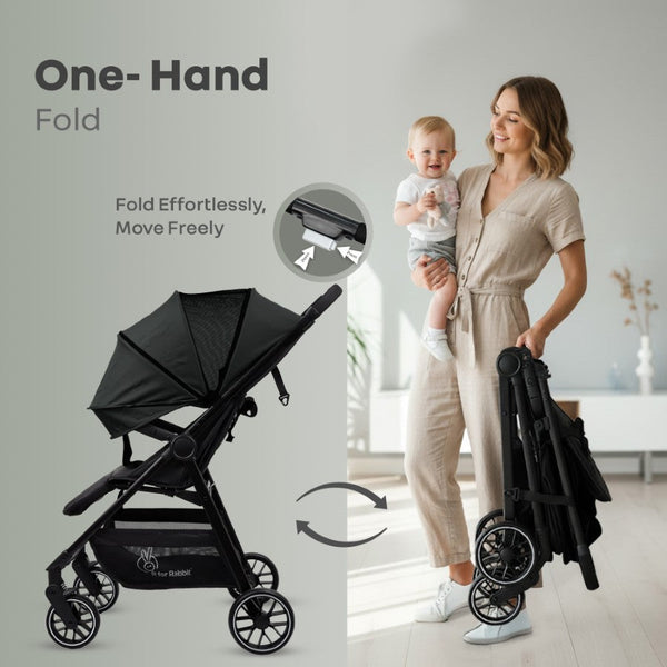 R for Rabbit Poppins Neo Baby Stroller One Size Pure Black